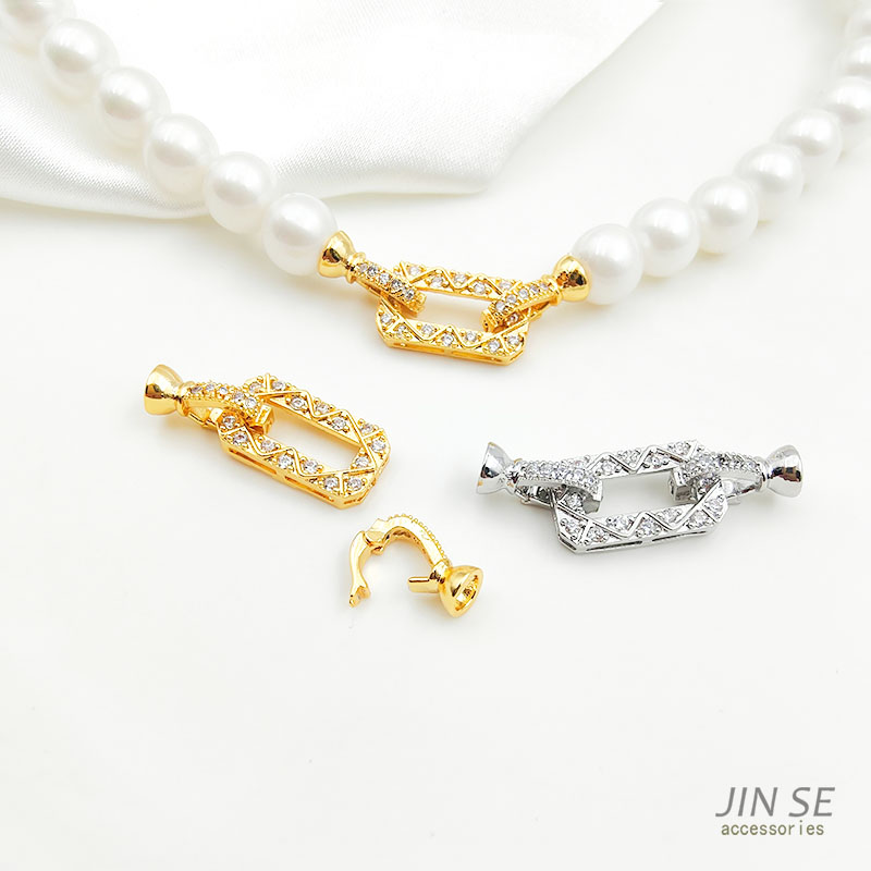 镶锆石珍珠项链扣diy饰品扣配件