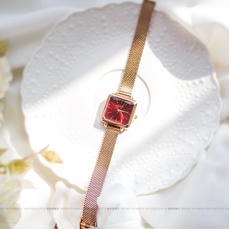 复古女士chic方糖钢带腕表正品