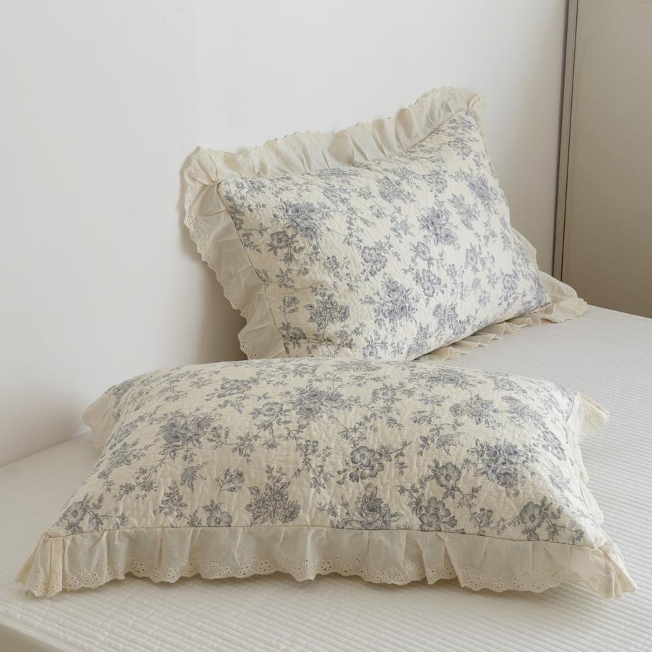 全棉碎花加厚绗缝枕套48*74cm