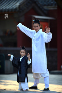 六一儿童道袍道士古装 小道姑表演服女童汉服书童三字经男童国学服