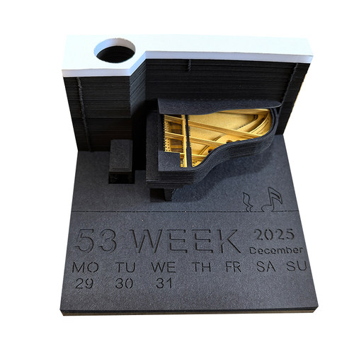 3D立体纸雕便签纸钢琴2025年日历