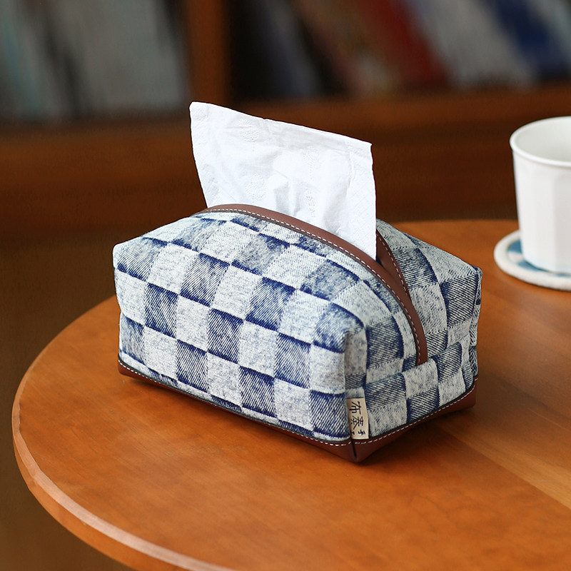 布奏牛仔抽纸盒家用客厅高档布艺纸巾盒餐桌纸巾套卧室抽纸收纳盒