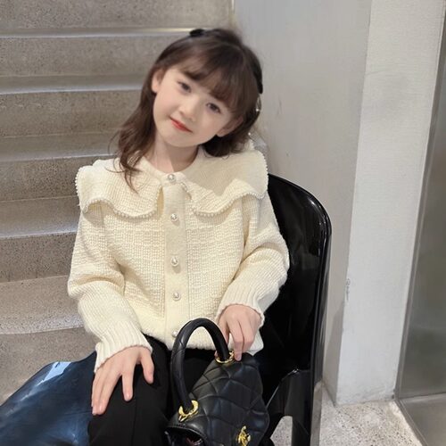 小香风秋装女童针织毛衣小外套