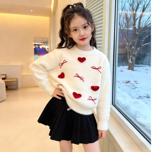 女童仿水貂绒毛衣打底衫