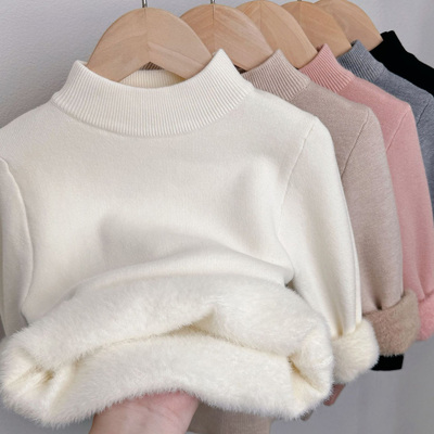 女童加绒保暖毛衣一体绒打底衫