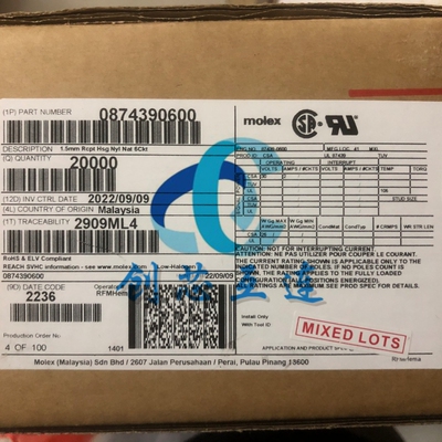 Molex连接器 87439-0600 874390600 6pin 1.5mm间距 胶壳 外壳