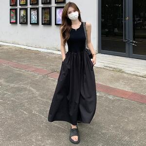 黑色吊带连衣裙女法式赫本风2026夏季新款显瘦无袖高级感长款裙子