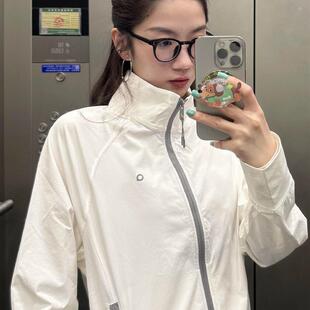 韩系运动风连帽防嗮衣外套男女夏修身显瘦拼接短款透气休闲防晒服
