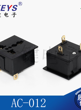 AC-012嵌入式电源机箱插座AC开关三孔脚10A250V全铜AC-012/015