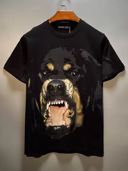 Trendy European and American Style Instagram Fashion Dog Head Pure Cotton Loose Short-Sleeve Student Clothing Couple's Women's T-Shirt Men's Short-Sleeve Trendy Brand Summer