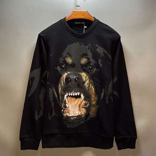 新款狗头外套上衣卫衣男宽松潮流百搭欧美加绒情侣装ins超火港风