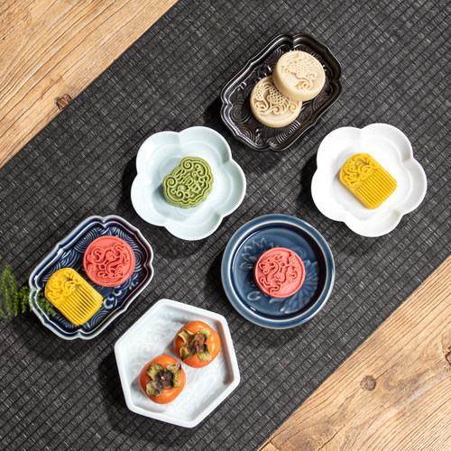 竹弄堂手工陶瓷中式创意糕点盘