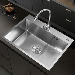 洗菜盆手工水槽厨房大单槽不锈钢洗碗槽拉丝水池家用洗碗池