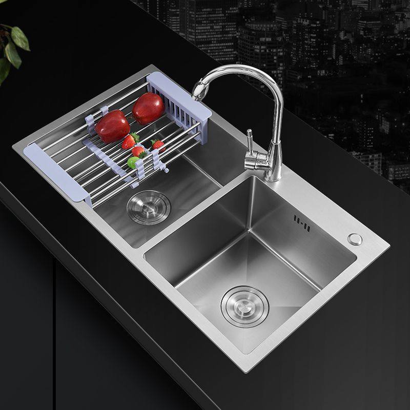 水槽套餐加厚不锈钢拉丝双槽厨房台下台上洗淘菜盆水斗洗碗池家用