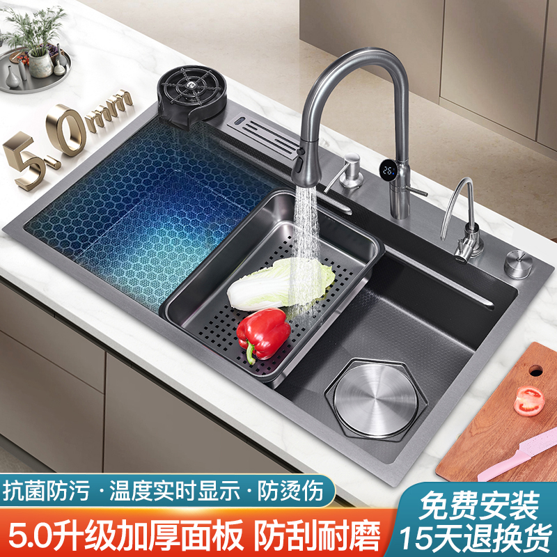大单槽水槽304不锈钢洗碗槽