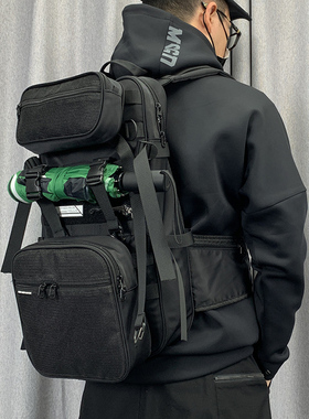 MEDKAI原创暗黑机能风可拆卸模块双肩包重工装电脑背包酷盖潮男包