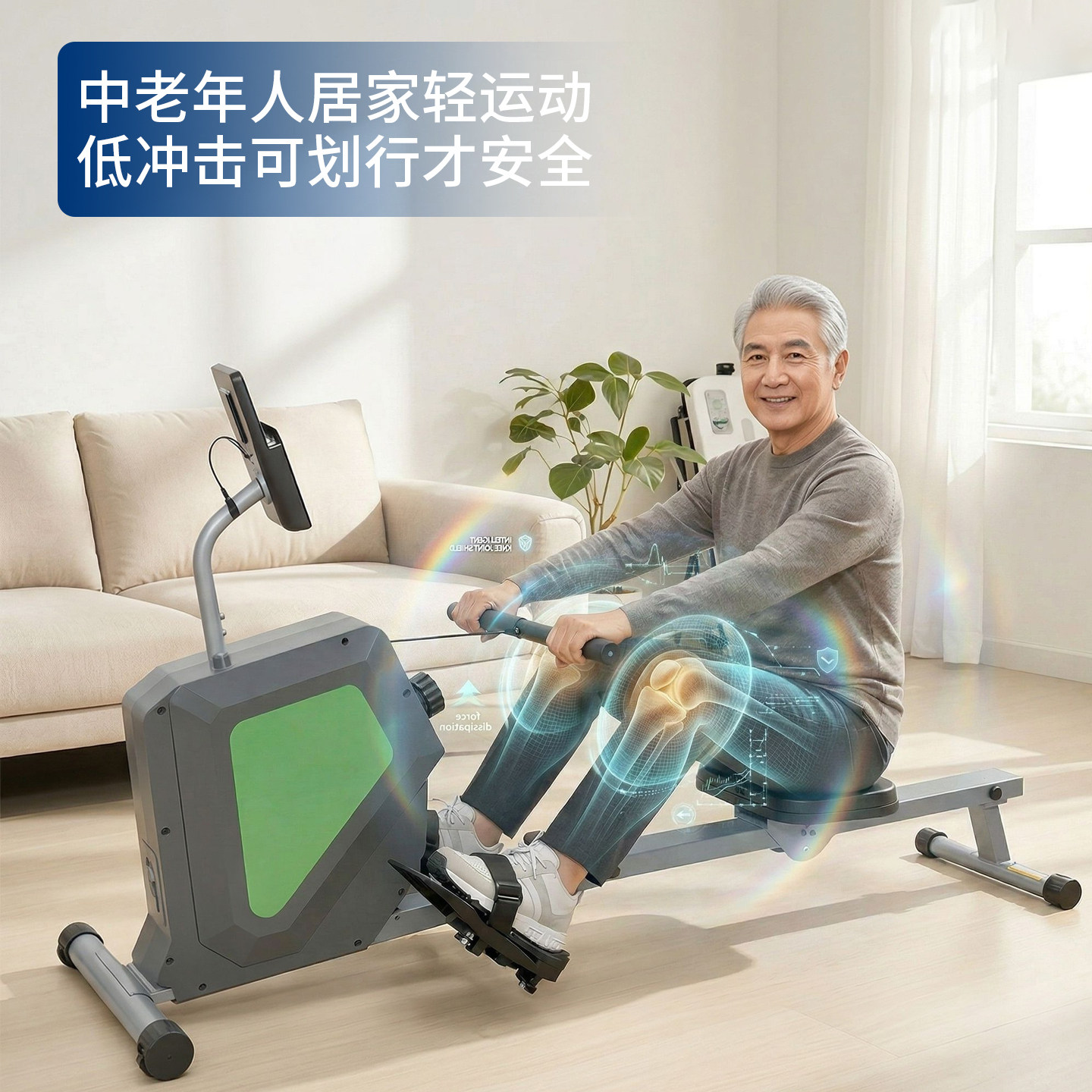 划船机家用智能磁阻可收纳静音划船器室内划船机划船器