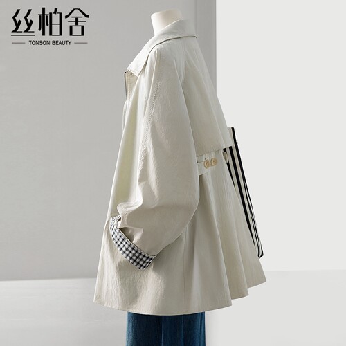 丝柏舍宽松款显瘦翻领中长款风衣