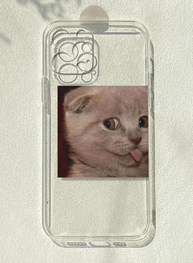 可爱猫咪适用苹果15/14华为小米11proOPPO荣耀20vivo一加8透明手机壳