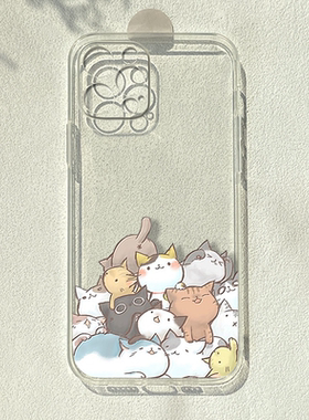 猫咪适用苹果15/16promax华为p70小米14荣耀100/200pro卡通vivoiqoo12一加9透明手机壳