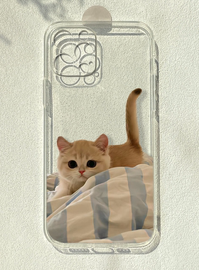 慵懒小猫适用iPhone16promax手机壳苹果13mini可爱12网红k11新款iqoo12荣耀80华为nova9透明7/8plus软xs防摔x