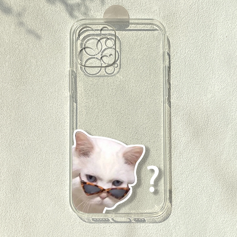 问号搞怪猫适用苹果14华为mate50e小米11荣耀60vivos7一加9手机壳