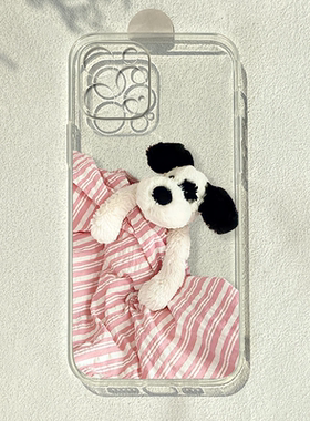 可爱睡懒觉狗狗适用苹果15promax简约iphone12华为p60小米13女OPPOreno9荣耀80se潮vivos17e一加11透明手机壳