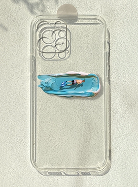 趣味游泳适用苹果15/16promax小米13/14简约opppreno12荣耀90/100一加11华为p70/nova12透明手机壳