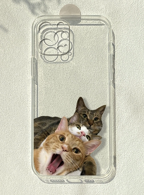 搞怪表情猫咪适用苹果14/15/16promax华为mate60pro+/p70小米14OPPOreno12荣耀90恶搞vivoiqooneo9透明手机壳
