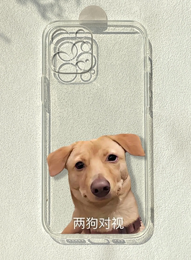 两狗对视适用苹果16promax/15华为p60搞怪reno8荣耀vivos17一加10透明手机壳