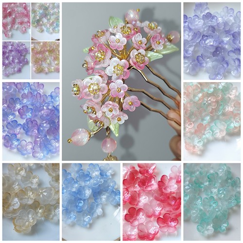 10 12 14mm三规格琉璃梅花 中孔珠子 手工diy头饰品手链配件材料
