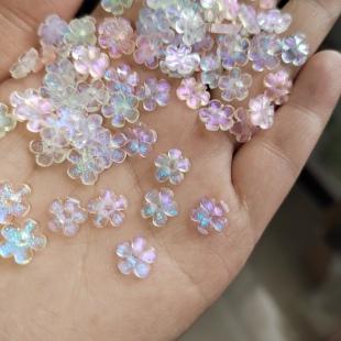 8mm混色树脂迷你五瓣花人鱼姬细闪小花手工diy头饰品美甲配件材料