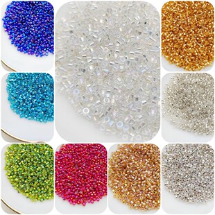 2mm进口mgb灌金银镀彩方孔米珠 仿古董幻彩米珠 手工diy饰品配件