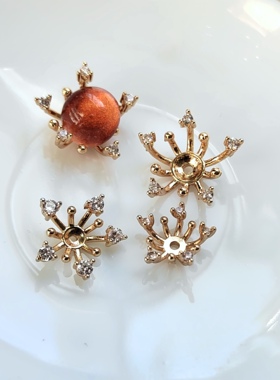 15 13 10mm大中小 铜电泳锆石花蕊花心手工DIY古风发簪头饰材料
