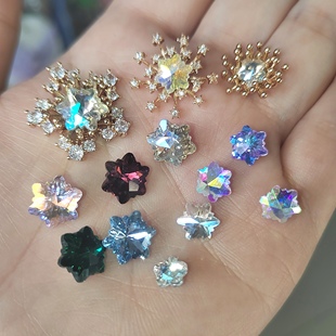 尖底蛋白月光雪花梅花镀底钻 花心锆石绝配 手工diy头饰品配件
