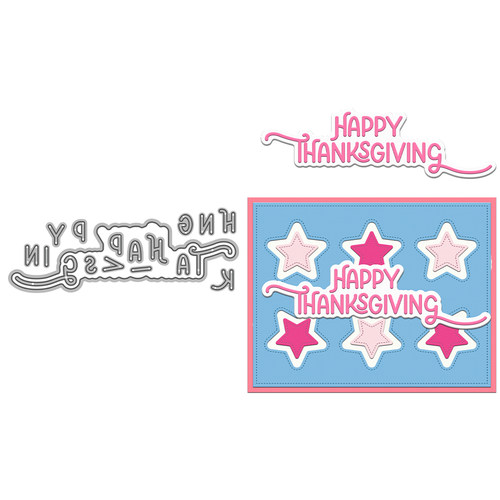 金属压花刀模手帐装饰happy thanks giving纸艺碳钢刀模跨境代发
