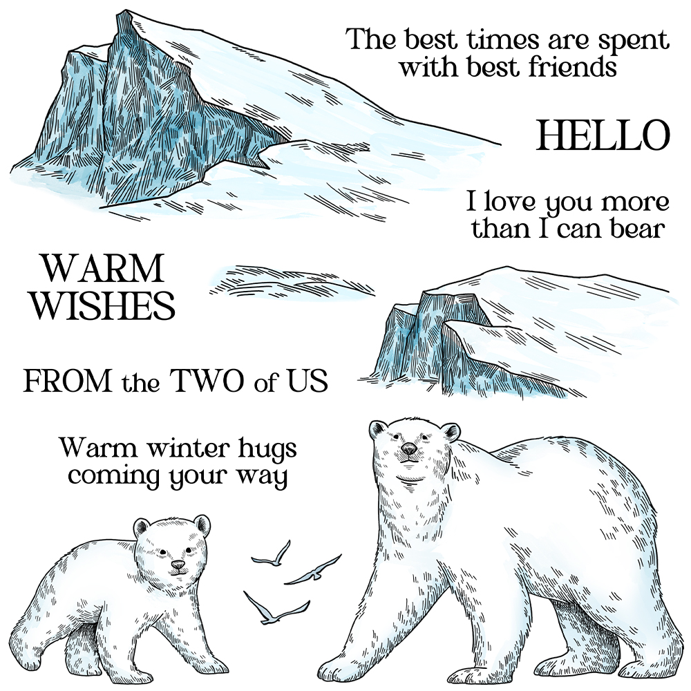 可爱北极熊和雪山印章刀模DIY相册日记手账贺卡装饰工具