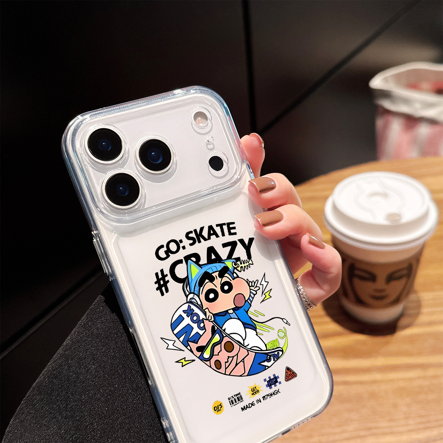 适用苹果17pro手机壳iphone17promax卡通滑板小新16promax个性可爱15创意14透明air新款13超薄12全包防摔软壳