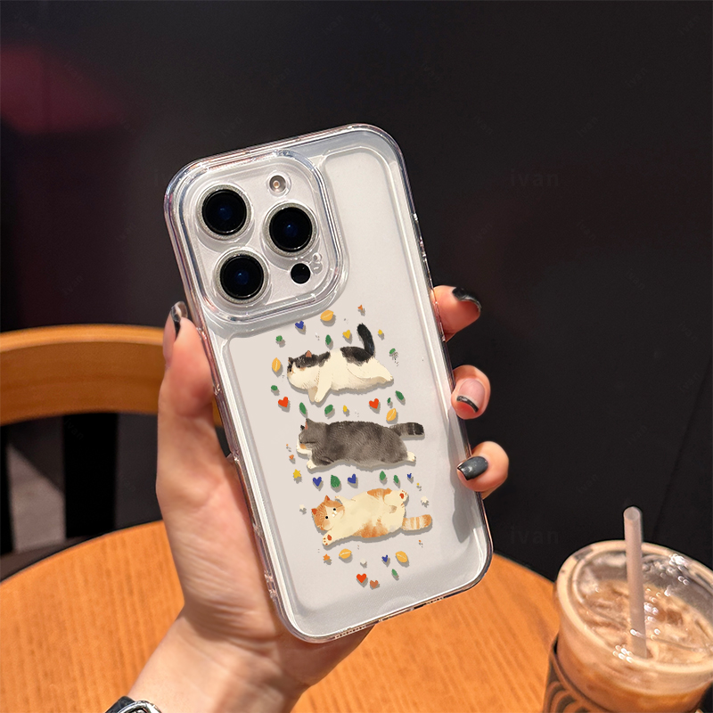 适用苹果16手机壳iphone16promax卡通可爱猫咪15promax女生14新款13透明plus个性小众17软硅胶11超薄全包外壳