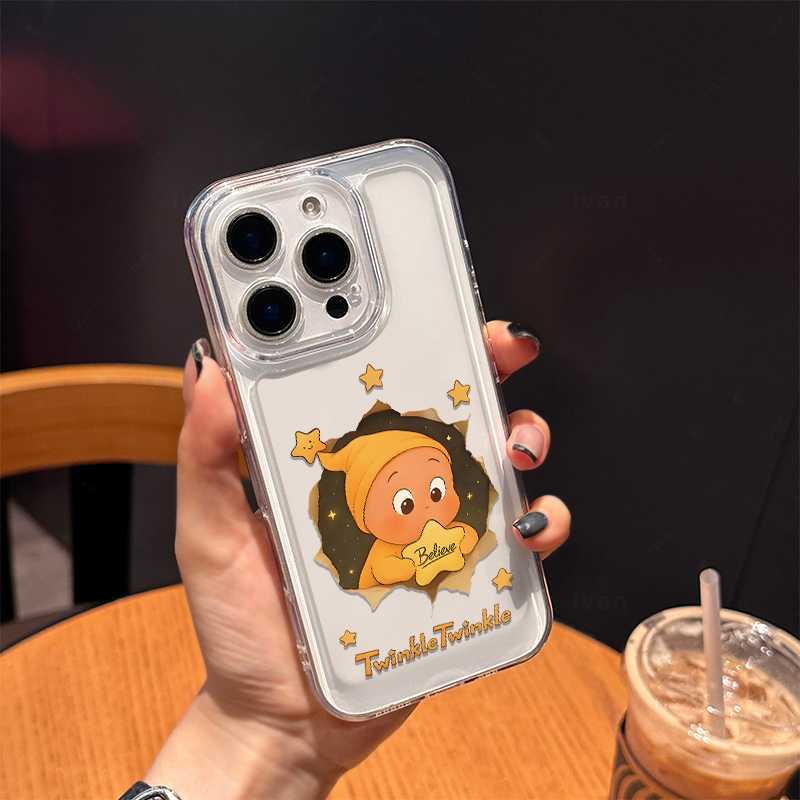 适用苹果16手机壳iphone16promax星空探头星星人15promax卡通14可爱13透明plus新款17创意个性11超薄全包软壳