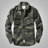 迷彩衣户外休闲多口袋工装 男长袖 衬衣外套 重磅复古迷彩服衬衫 美式