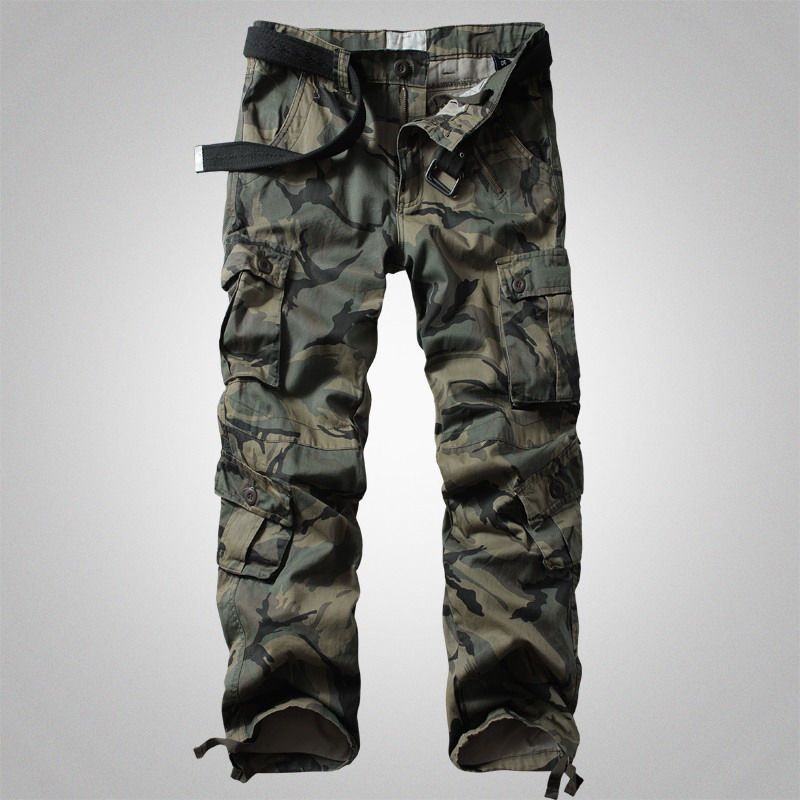 军事战术迷彩裤男长裤宽松直筒多口袋工装裤户外休闲潮大码cs战术