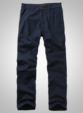 美式休闲裤男士青年直筒宽松纯棉商务工装裤长裤子复古重磅迷彩裤