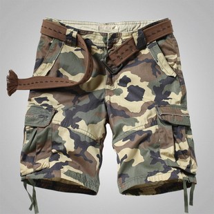 直筒五分裤 工装 中裤 夏季 沙滩大裤 宽松迷彩短裤 潮大码 头 男休闲短裤