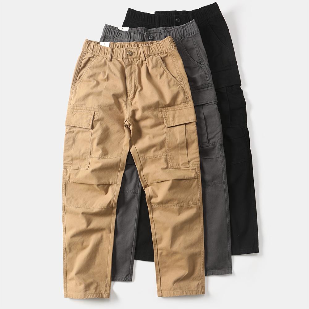 阿美咔叽多口袋工装裤直筒宽松