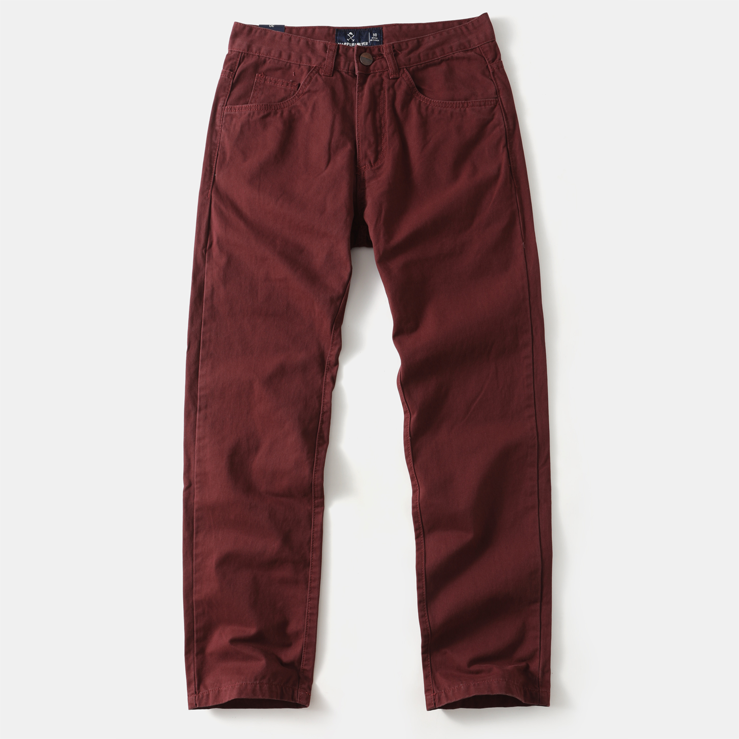 阿美咔叽男士直筒宽松工装裤红色