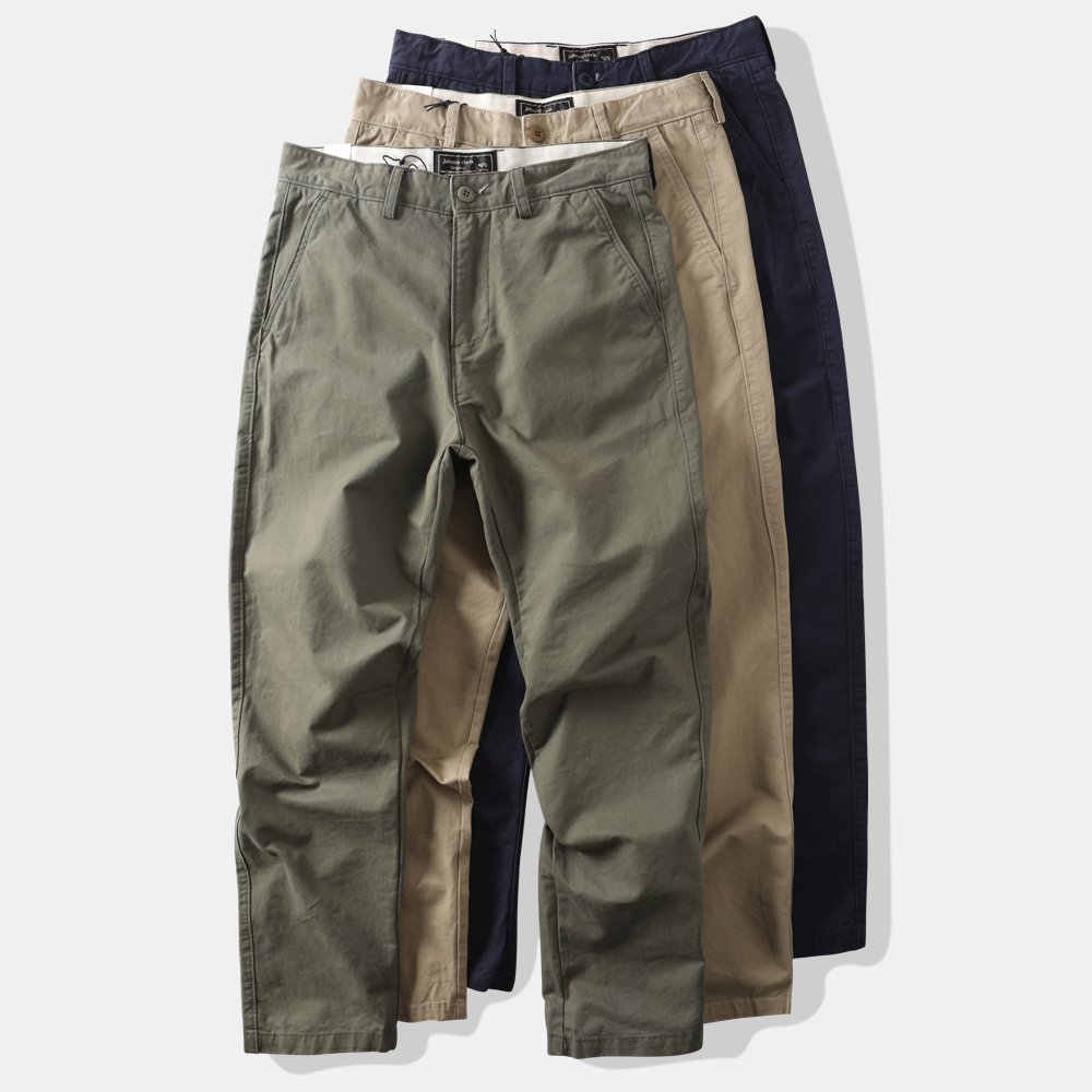 重磅挺拔咔叽日系复古纯棉工装裤