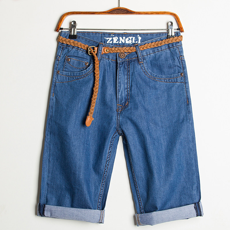 夏天男士牛仔短裤宽松直筒七分裤多口袋7分裤薄款中裤大码肥佬裤