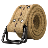 户外帆布腰带百搭加厚加长编织双环扣皮带休闲帆布皮带军旅工装 裤