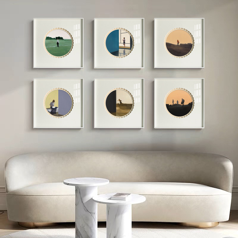 大师艺术挂画小众复古客厅装饰画个性花边卡纸挑空装裱卧室壁画